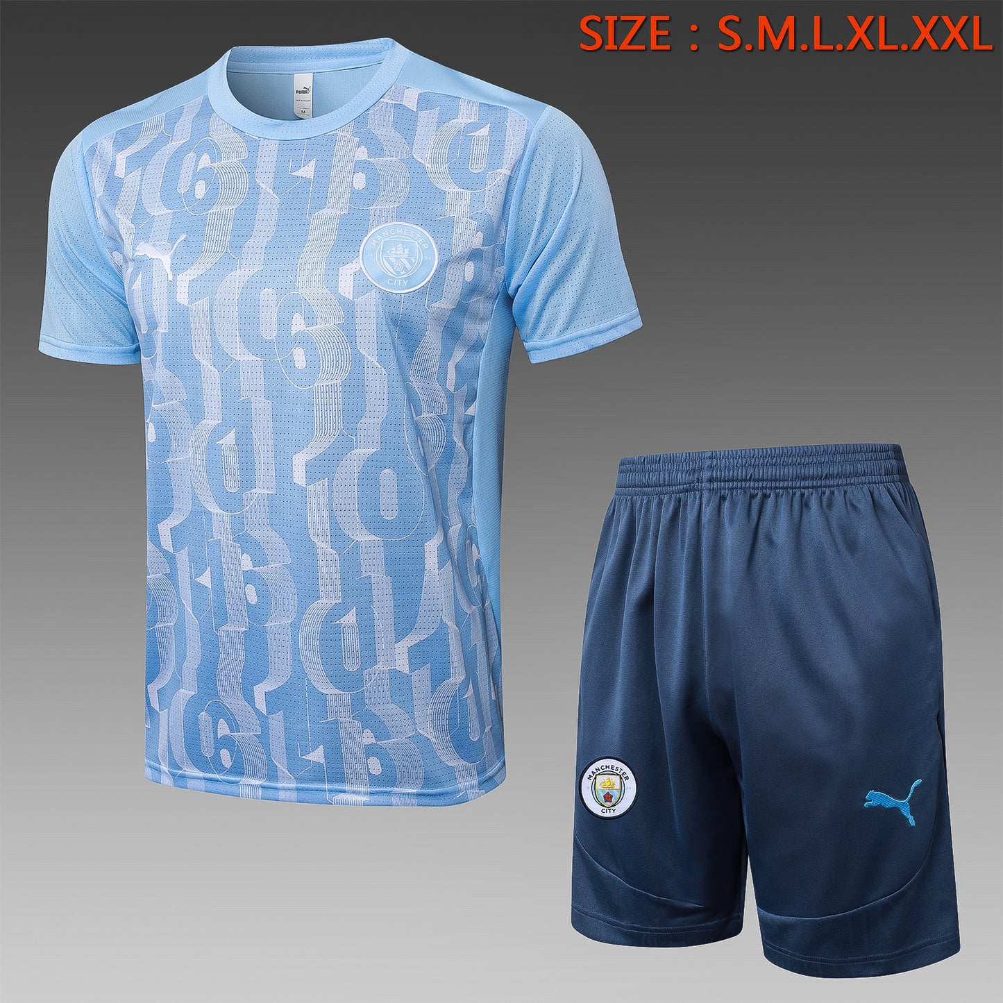 Short-Sleeved Manchester City Light Blue Inkjet