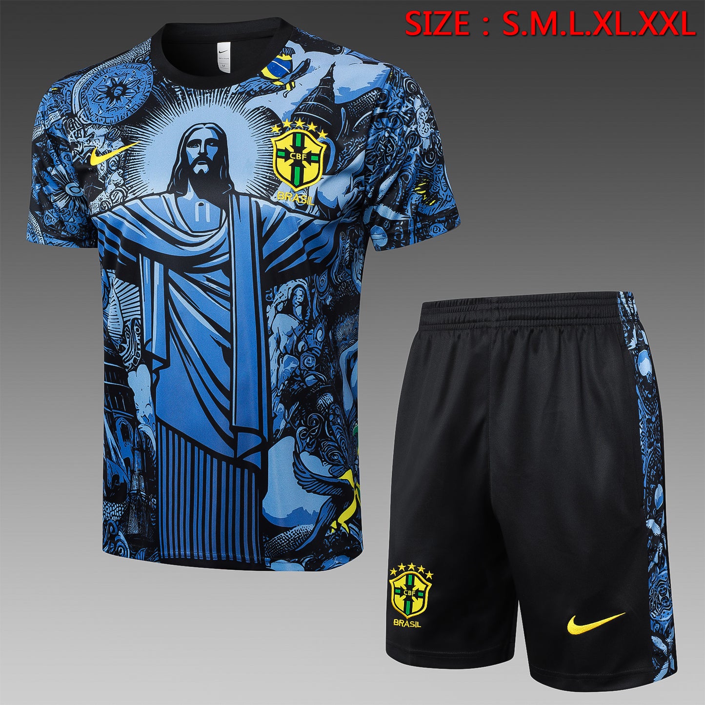 Short Sleeve Brazil Grey Blue Inkjet