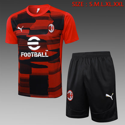 Short-Sleeved AC Milan Red And Black Inkjet