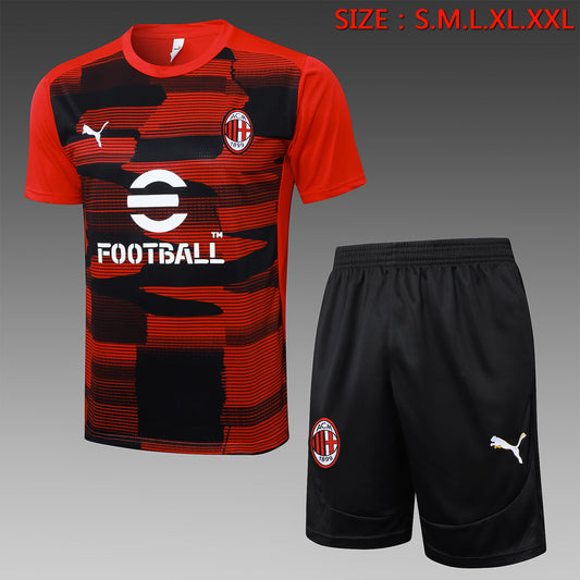 Short-Sleeved AC Milan Red And Black Inkjet