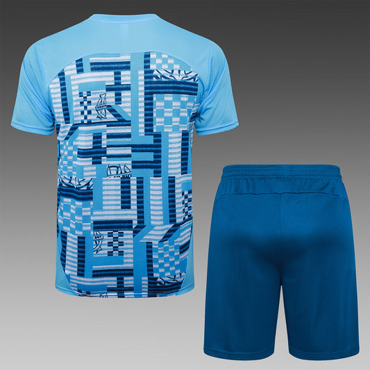 Short-Sleeved Marseilles Light Blue Inkjet