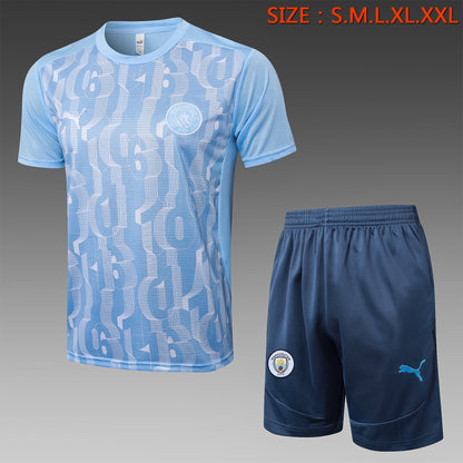 Short-Sleeved Manchester City Light Blue Inkjet