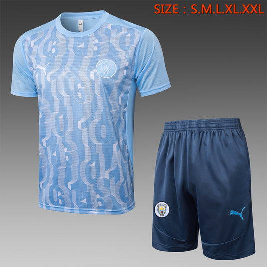 Short-Sleeved Manchester City Light Blue Inkjet